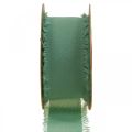 Floristik24 Tygband decoband med fransar salviagrön 40mm 15m