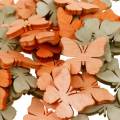 Floristik24 Scatter dekoration fjäril träfjärilar sommardekoration orange, aprikos, brun 144 stycken
