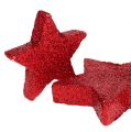 Floristik24 Scatter dekoration stjärnor röd, glimmer 4-5cm 40p