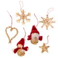 Floristik24 Sugrörsdekorationer set julgransdekorationer figurer och stjärnor 6cm 30st