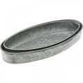 Floristik24 Dekorativ skål metallsockel skål oval grå L33cm/31cm set om 2