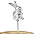 Floristik24 Träbricka naturlig kanin dekorativ metall silver Ø27,5cm H21cm