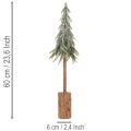 Konstgjord gran, glaserad finish, med träbas, vinterdekoration, 60 cm | Floristik24.se