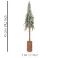 Konstgjord gran, glaserad, dekorativ gran på träbas för vinterdekoration och jul, 75 cm | Floristik24.se