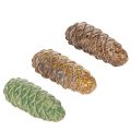 Floristik24 Keramisk tallkottedekoration, bordsdekoration, höst, 14 cm, 3 stycken