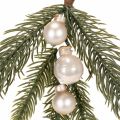 Konstgjord grangren med vita mini julgranskulor, 46 cm, 2 stycken | Floristik24.se