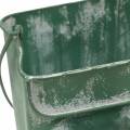 Floristik24 Planteringspåse med handtag metallgrön, vittvättad H20cm