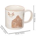 Keramisk mugg med husmotiv och reliefmönster, 9 cm | Floristik24.se