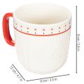 Kaffemugg med rött handtag, stickat mönster och hjärtdekoration, keramik, 9 cm, 2 stycken | Floristik24.se