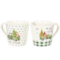 Floristik24 Kaffemugg Merry Christmas julbilmotiv keramikmugg 10cm 2 st