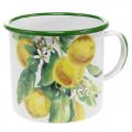 Floristik24 Emaljplanteringskopp, dekorativ kopp med citrongren, medelhavskruka Ø9,5 cm H10 cm