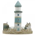 Floristik24 Lighthouse värmeljushållare blå, vit 4 värmeljus Ø25cm H28cm