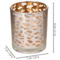 Värmeljushållare i glas med leopardmönster, tvåfärgad, 8 cm | Floristik24.se