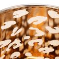 Värmeljushållare i glas med leopardmönster, tvåfärgad, 8 cm | Floristik24.se