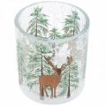 Floristik24 Värmeljushållare glas Christmas Crackle värmeljusglas H10cm