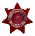 Floristik24 Teallight hållare röd stjärna form med glas Ø10cm H10.5cm 2st