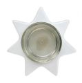 Floristik24 Värmeljushållare vit stjärnform med glas Ø10cm H10,5cm 2st