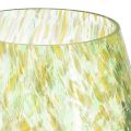 Floristik24 Värmeljushållare glasdekor gulgrönt mönster Ø6,5cm H10cm