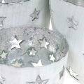 Floristik24 Juldekorationsljushållare vit med stjärnor metall Ø12 / 10 / 8cm uppsättning 3