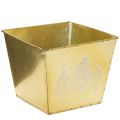 Floristik24 Metallkruka med glittrande granmotiv, 18 cm