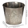 Metallkruka med glittergranar, 13 cm | Floristik24.se