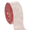 Floristik24 Tvåfärgat gångjärn till kruka av 100 % ull som dekorativt filtband, vit/röd, 7,5 cm bred, 5 m lång
