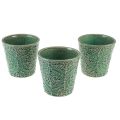 Floristik24 Planteringskärl keramik sprakande glasyr grön Ø11cm H11cm 3st