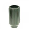 Floristik24 Keramikvas, bordsdekorationer, räfflad dekorativ vas grön, brun Ø10,5cm H21,5cm