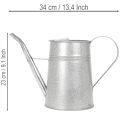 Galvaniserad dekorativ vattenkanna, metall, grå, vintage-look, 1,7L, H23cm, för snygga blomsterdekorationer och krukor | Floristik24.se