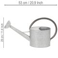 Vintage vattenkanna i metall, silvergrå, snygg trädgårdsdekoration, blomvas, L53cm H29cm | Floristik24.se