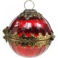 Floristik24 Vintage julkula för att öppna glas röd gyllene Ø8cm set om 2