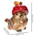 Dekorativ fågelfigur med röd äppelhatt, höstdekoration, 13 cm | Floristik24.se