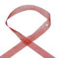 Floristik24 Ribbon Christmas, organza röd stjärnmönster 25mm 25m
