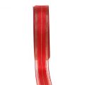 Floristik24 Julband med genomskinliga lurexränder röd 25mm 25m