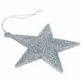 Floristik24 Juldekoration stjärnhäng silver glitter 9cm 12st