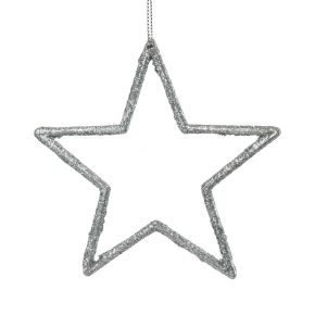 Floristik24 Juldekoration stjärnhänge silver glitter 12cm 12st