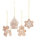Floristik24 Julgranskulor, honungstårta, ren, pepparkaksgubbe, snöflinga, 7 cm, 4 stycken