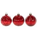 Julgranskulor, glas, röda, 8 cm, 12 stycken | Floristik24.se