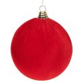 Floristik24 Röd julkula i sammetsliknande stil, stor 20 cm julgranskula, 3 stycken