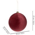 Stor röd sammetsjulgransprydnad för upphängning, 25 cm, 2 stycken | Floristik24.se