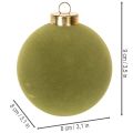 Julgranskula, sammetslook, grön, texturblandning, 8 cm, 12 stycken, flockad julkula, mossgrön, plastkulor, mossgrön flockad, bomullssnören ingår till varje kula | Floristik24.se