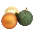 Floristik24 Julbollar, adventspynt, julgransdekorationer orange / gyllene / grönt Ø5,5cm plast 10st