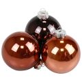 Floristik24 Julkulor glas brun mix trädkulor blank Ø7,5cm 12st