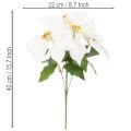 Konstgjord julstjärna, vit, storblommig, dekorativ växt, 40 cm | Floristik24.se
