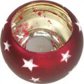 Floristik24 Lanternglas värmeljusglas med stjärnor röd Ø12cm H9cm