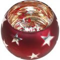 Floristik24 Lanternglas värmeljusglas med stjärnor röd Ø9cm H7cm