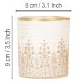 Glasljushållare med blommönster, Ø8cm H9cm, 2 stycken | Floristik24.se