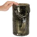 Glasljushållare med hjorthuvud och trädreliefer, vinterdekoration, 26 cm | Floristik24.se