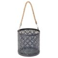 Floristik24 Metallljushållare, dekorativ lykta med handtag, antracit, Ø16cm, 2 stycken