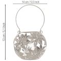 Metallvindlampa Hängande Dekoration Lykta Grå Ø14cm H13cm | Floristik24.se